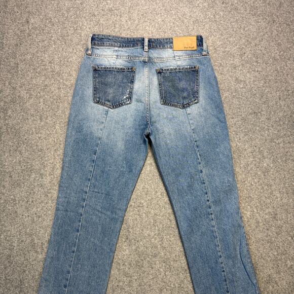 Women's Free People Distressed Patchwork Straight Leg Denim Jeans Size 29 - Picture 7 of 9